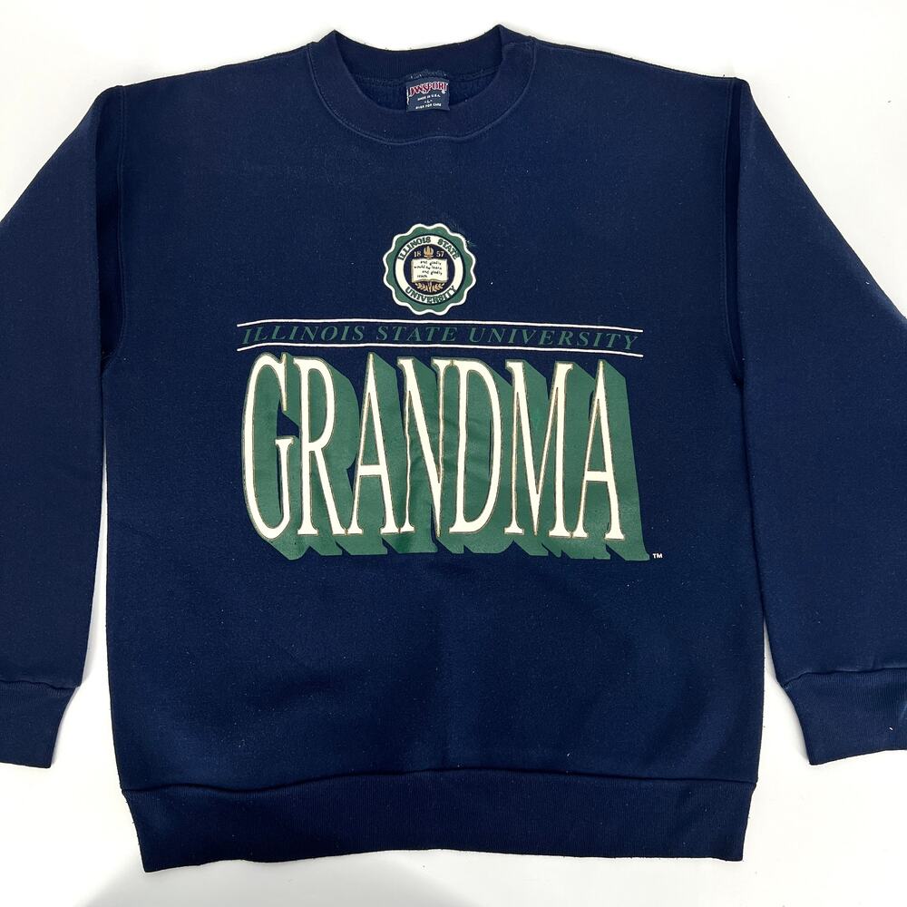 Vintage Jansport Illinois State University GRANDMA Navy Embroidered Sweatshirt L